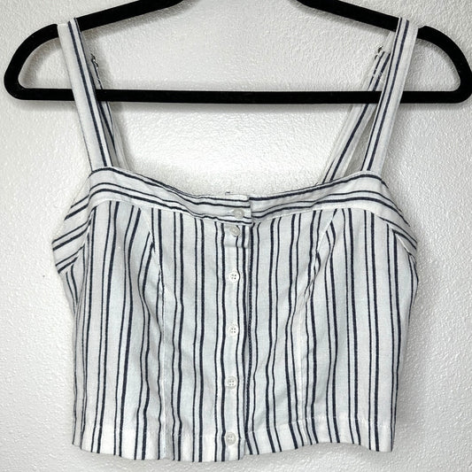 Brandy Melville Astrid White & Black Stripe Button Down Crop Top