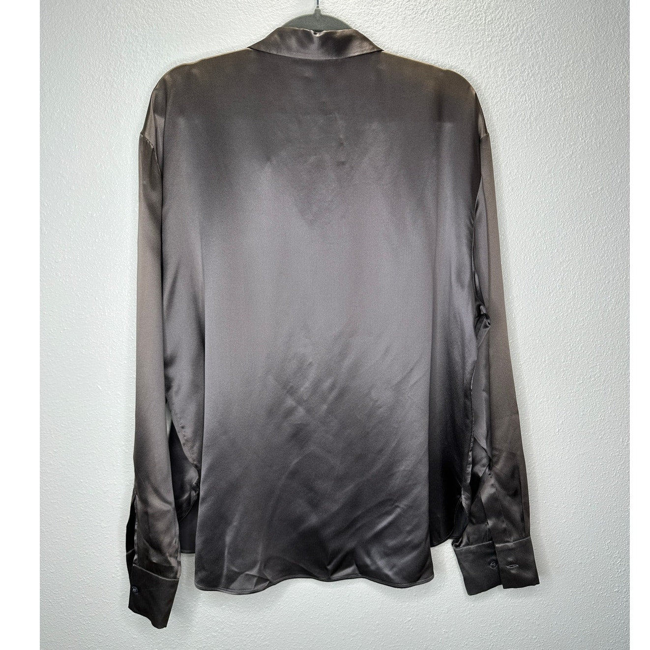 Christian Dior 100% Silk Taupe Brown Multi-Tonal Shimmer Button Blouse 14
