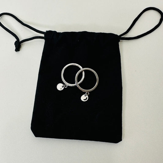 Vintage Dior Silver Logo Charm Rings Size 5.75 Pair Fair C