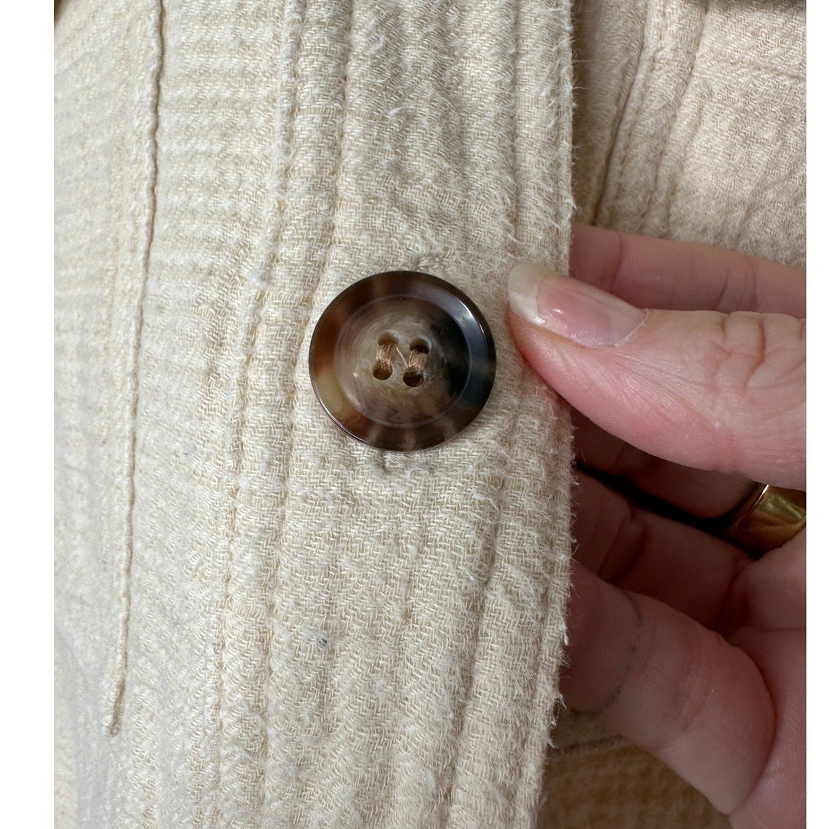 Madewell Oatmeal Long Sleeve Button Front Pocketed Waffle Pattern Shirt Jacket