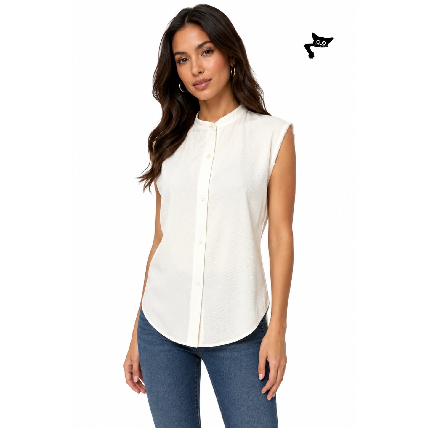 Helmut Lang Ivory Tie Back Sleeveless Blouse US S