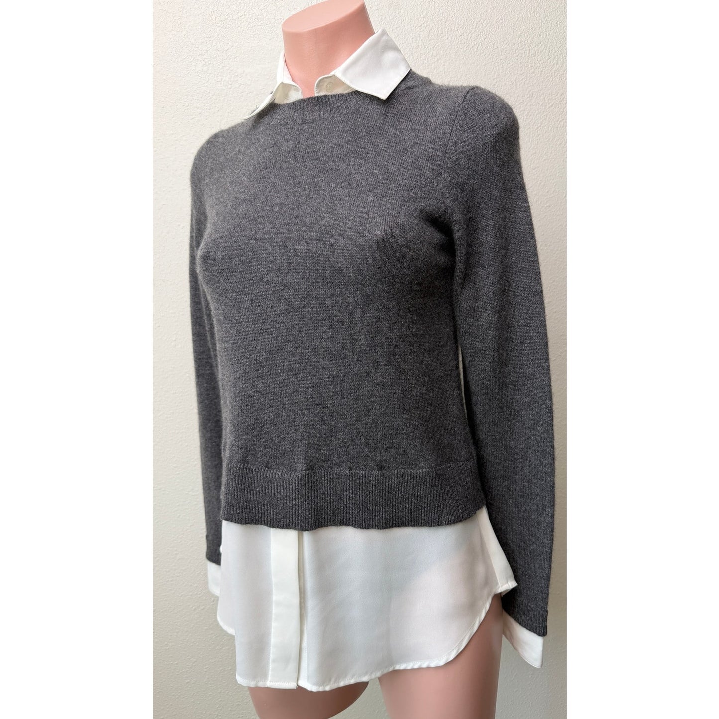 Gray White Layered Sweater Shirt XS