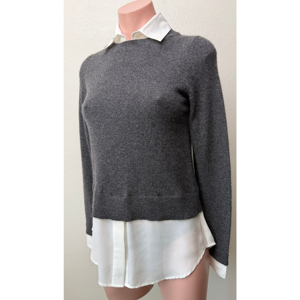 Gray White Layered Sweater Shirt XS