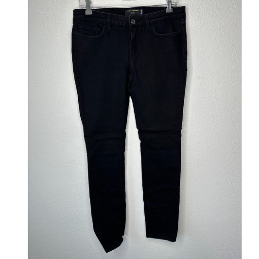Dolce & Gabbana Black Pretty Skinny Jean Red Patch Hearts on Back 44 / L