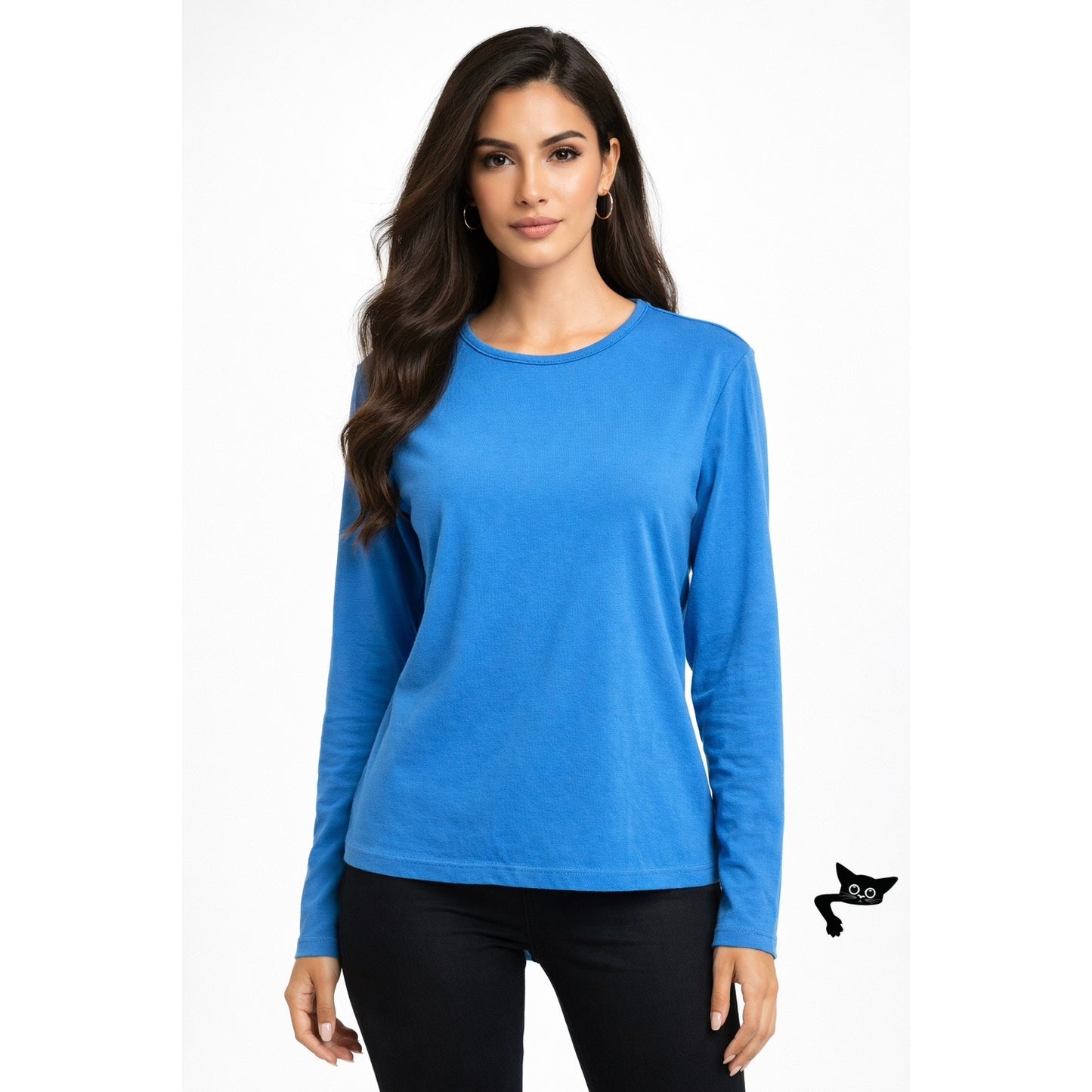 L.L. Bean Blue Long Sleeve T Shirt Women L Crew Neck