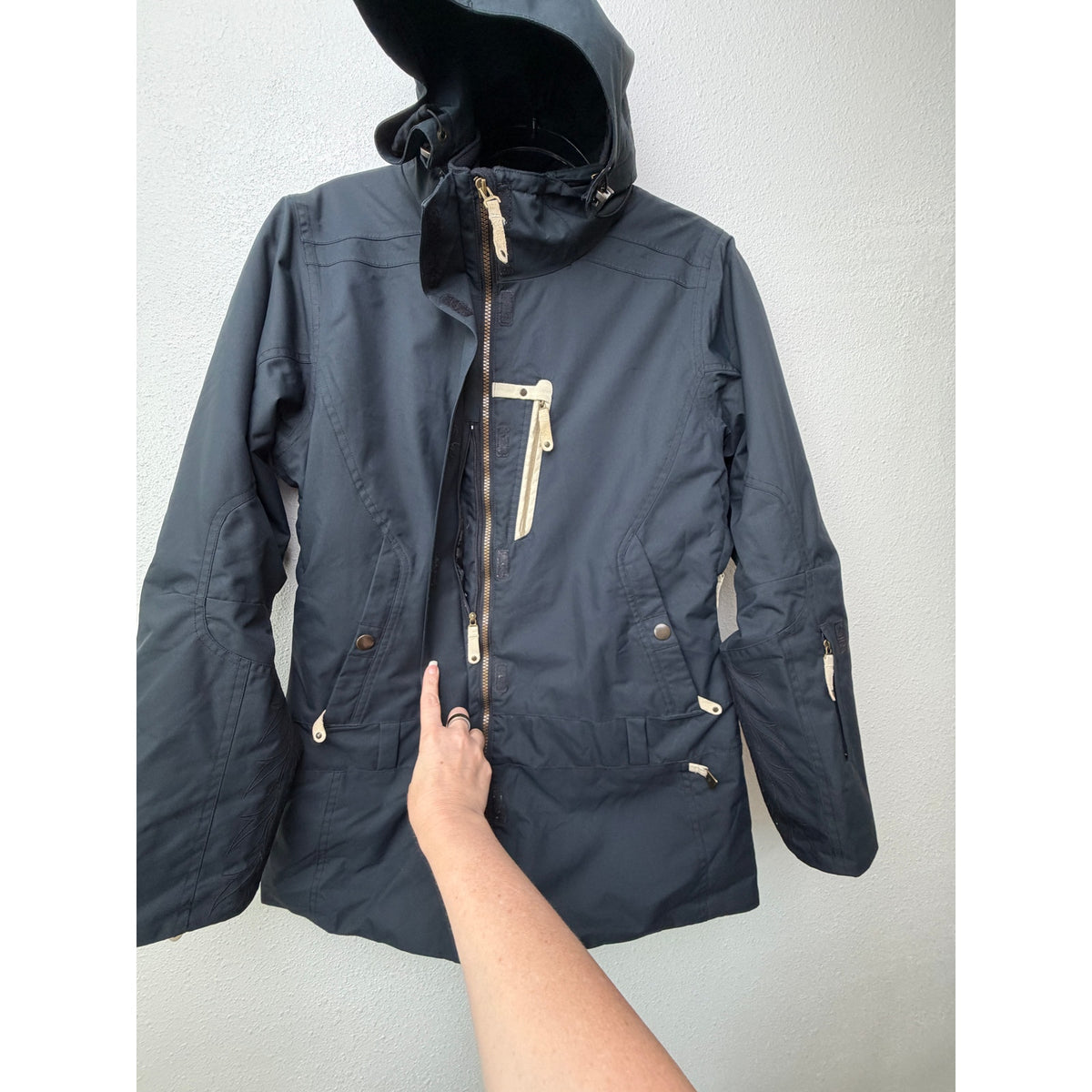 NILS Dark Slate Hooded Insulated Ski Jacket Women US 12