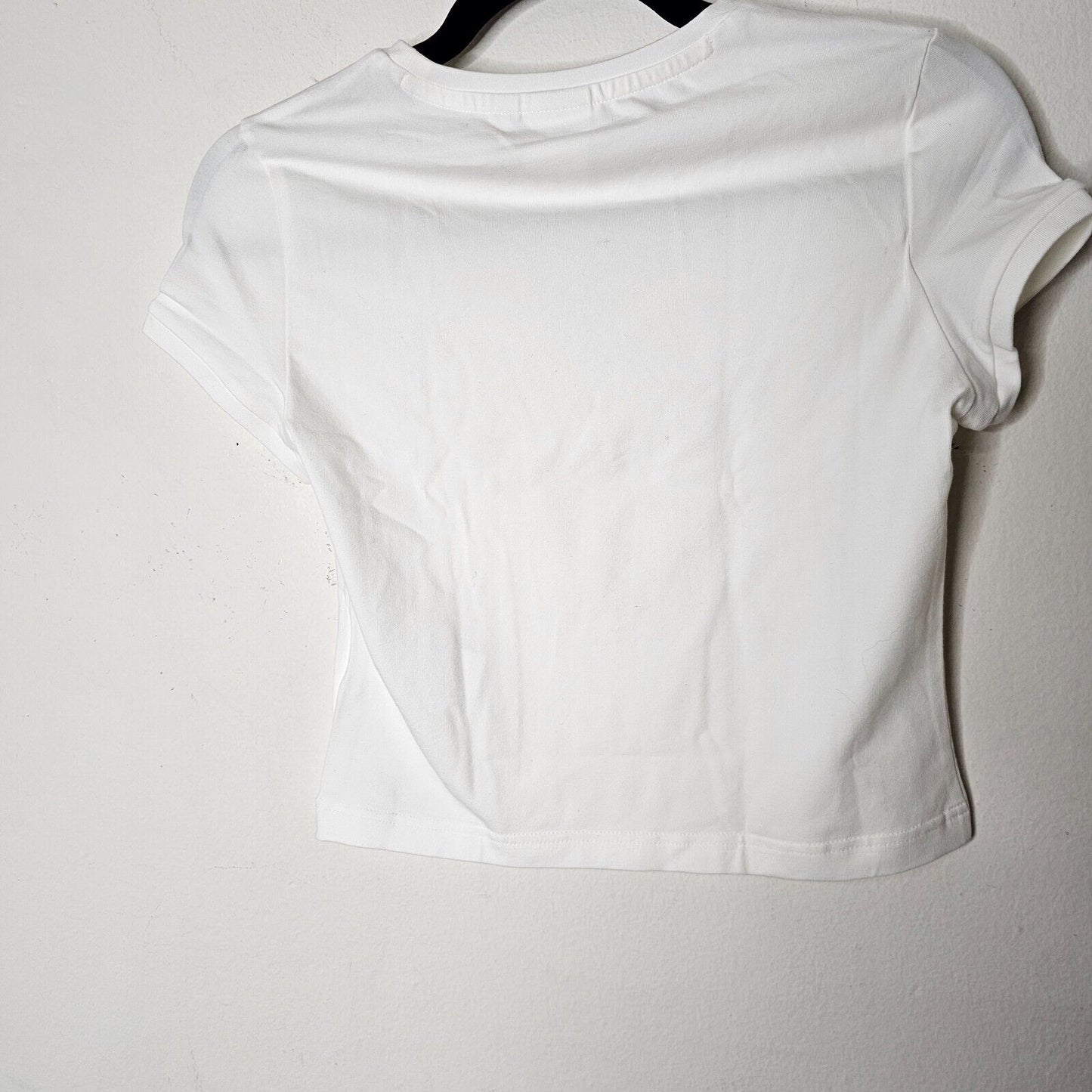 NWOT Puma X Dua Lipa White Babydoll Butterfly Puma Hologram Graphic Crop Tee SM
