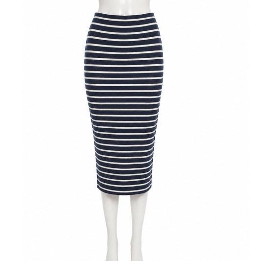 Bailey 44 Gray & White Stripe Bianca Knit Jersey High Waist Below Knee Skirt XS