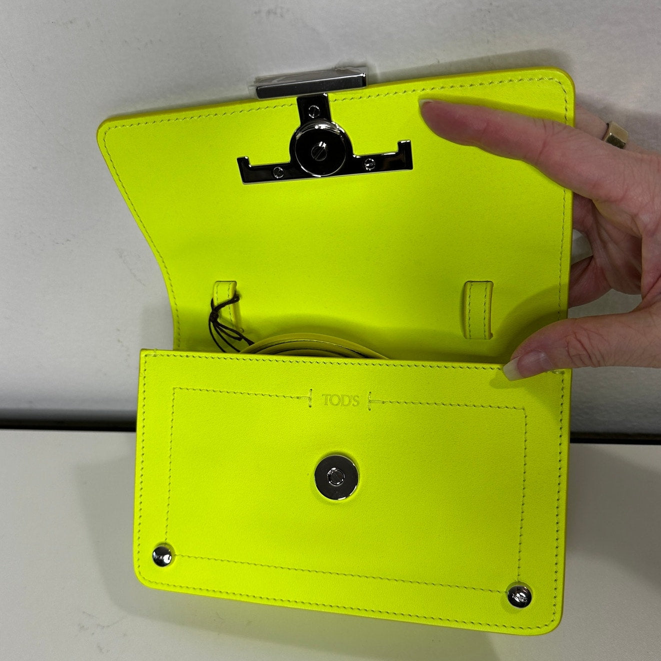NWT Tod's T Timeless Neon Yellow/Lime Leather Micro Belt Bag Purse
