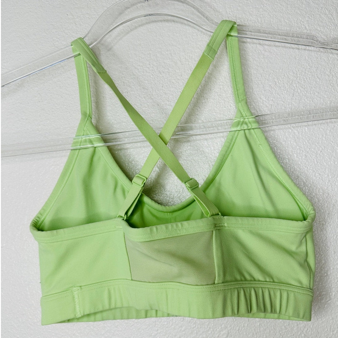 Gym Shark Yellow Green Ruched Racer Back Padded Sports Bra XS