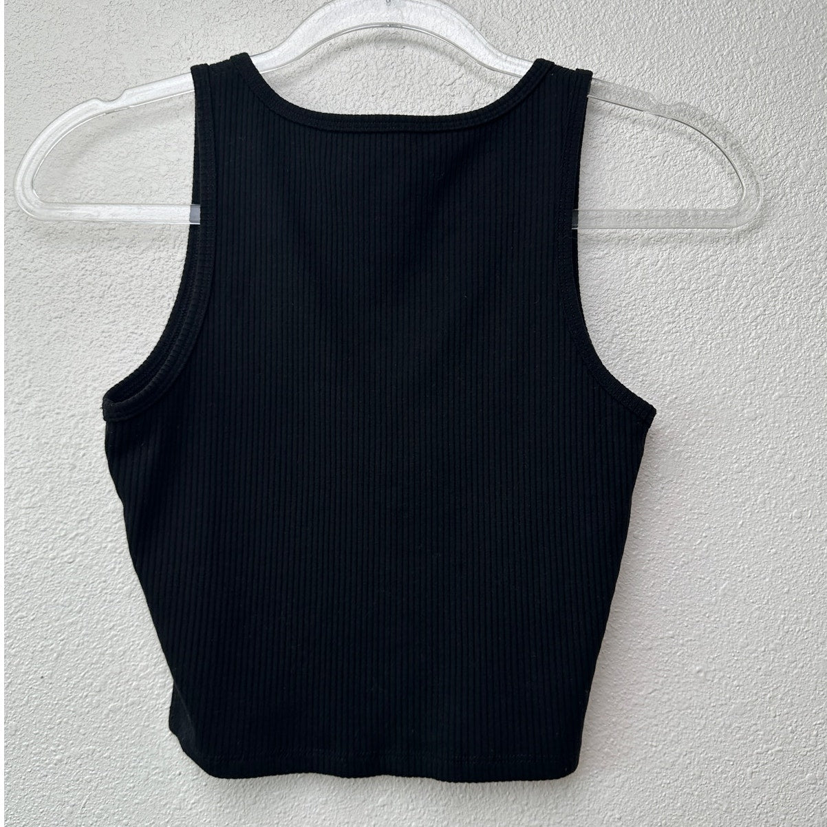 Year of Ours Black Ribbed V Neck Crop Tank Top Small