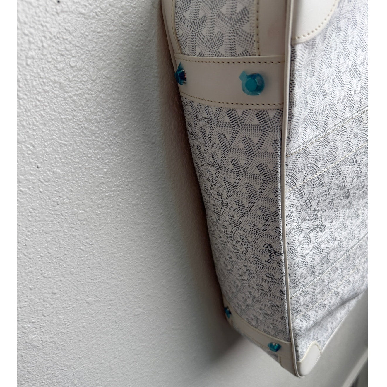 Goyard Ambassade MM White Goyardine Briefcase Laptop Bag AG Personalized