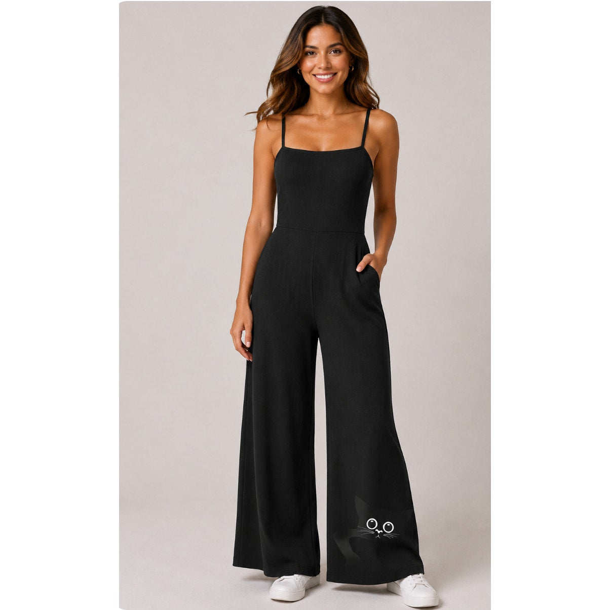 NWT Cotton On The Valerie Strappy Black Wide Leg Ribbed Jumpsuit S