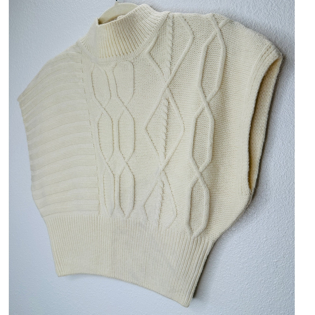 Emory Park Cream Mock Neck Geometric Knit Sweater Vest S