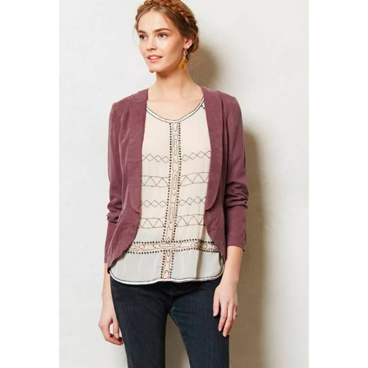 Elevenses Whitby Dusty Purple Soft Pocketed Thin Blazer 2