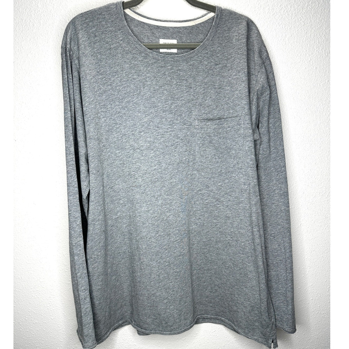 Rag & Bone Heather Gray Cotton Long Sleeve Chest Pocket Crewneck Tee XL