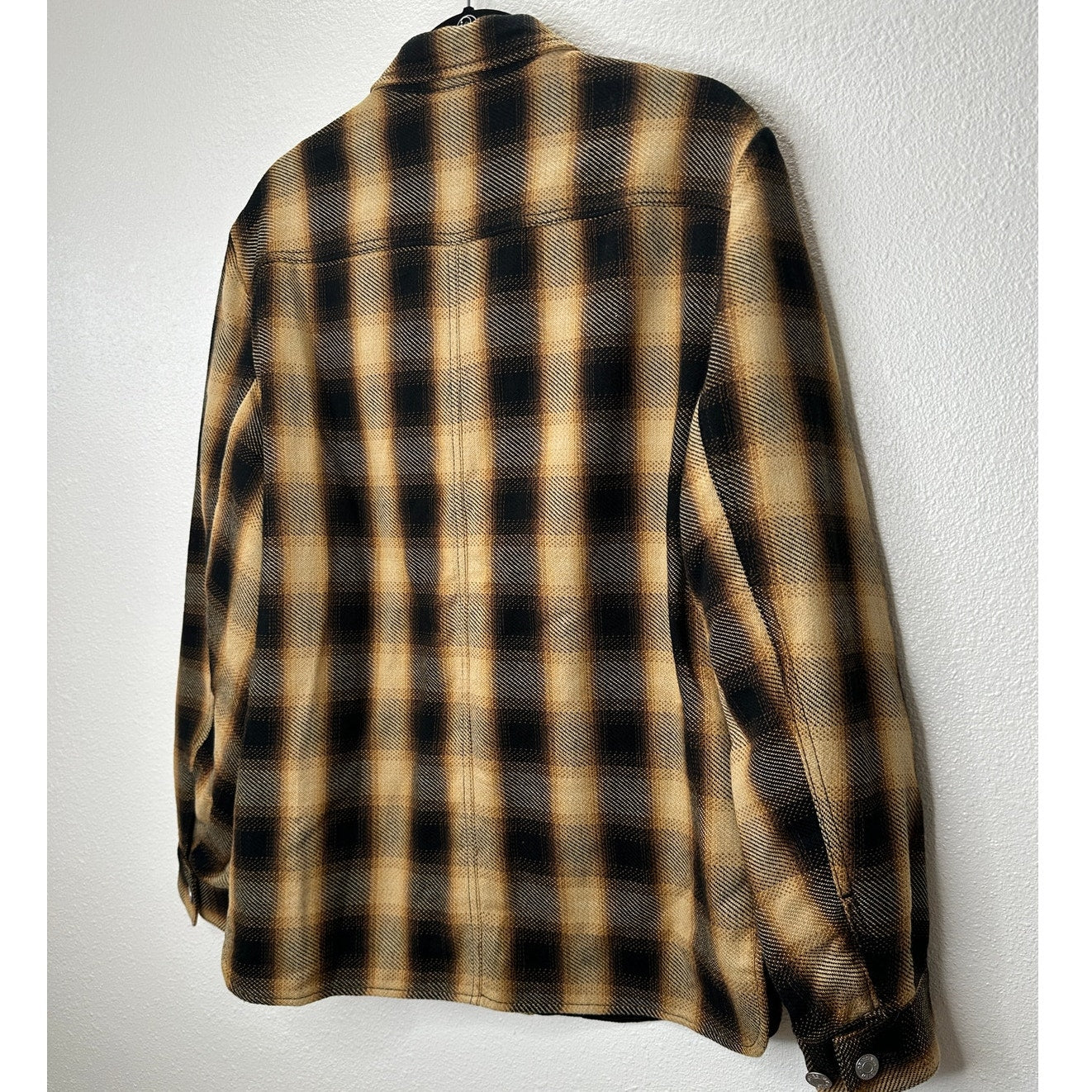 Dries Van Noten Butter Yellow Brown & Black Plaid Flannel Overshirt L