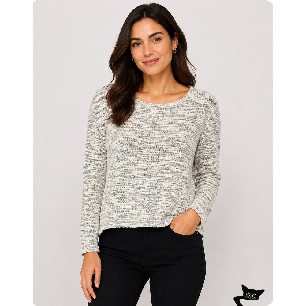 Ace Delivery Off White Cream Gray Marled Light Weight Boucle Sweater Size XS