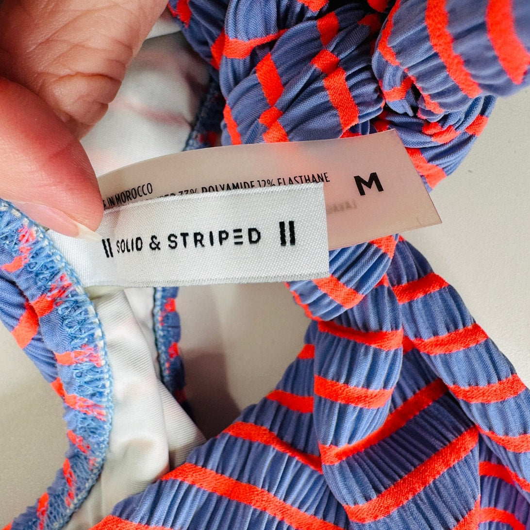 Solid & Striped Lilac & Orange Striped Front Tie Bikini 2 Piece Bathing Suit M
