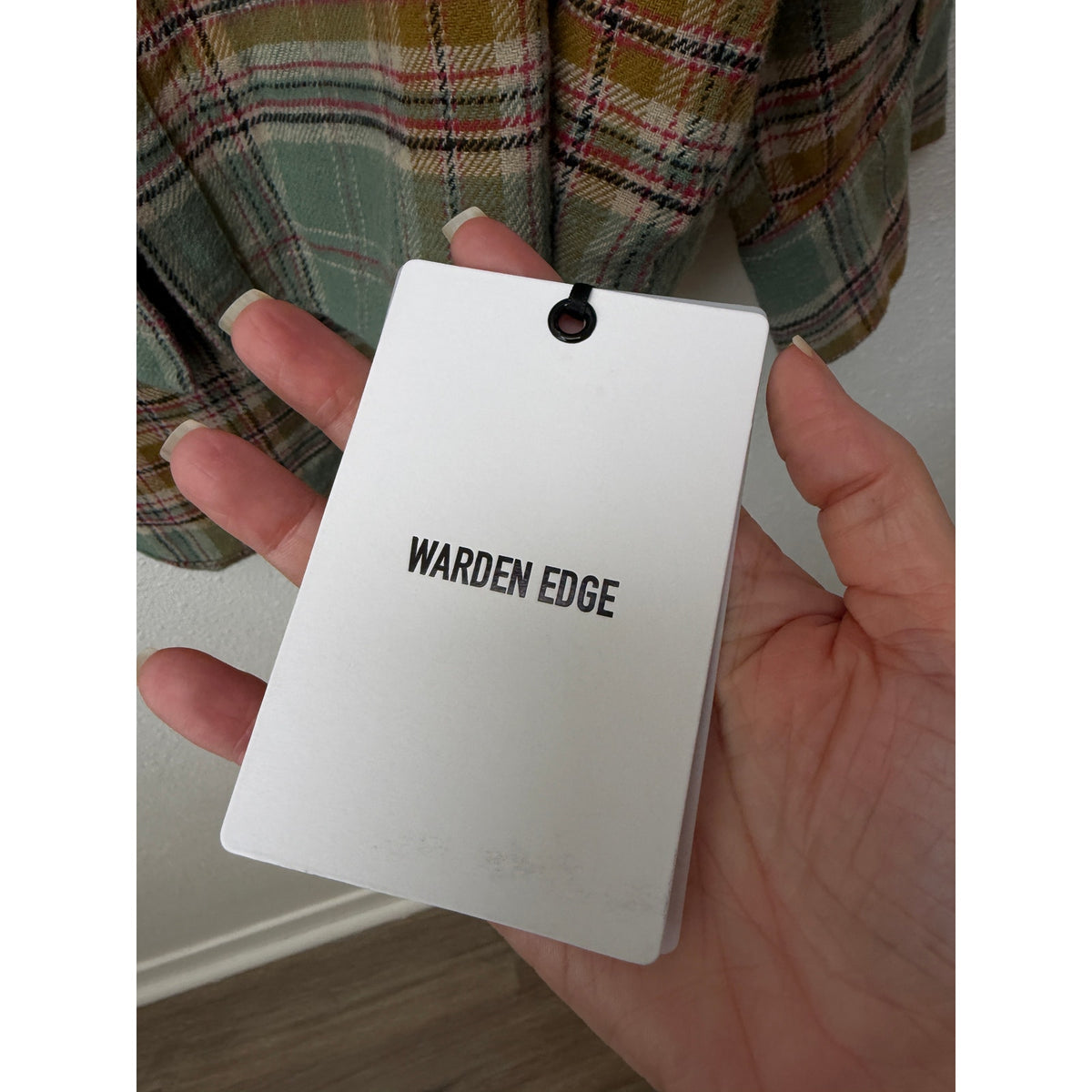 NWT Warden Edge Sage Plaid Oversized Shirt Women M