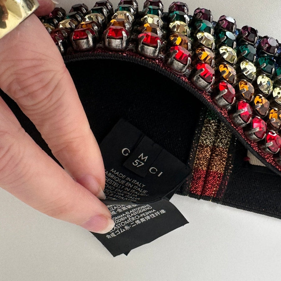 Gucci Multicolor Rhinestone Rainbow Stretch Headband