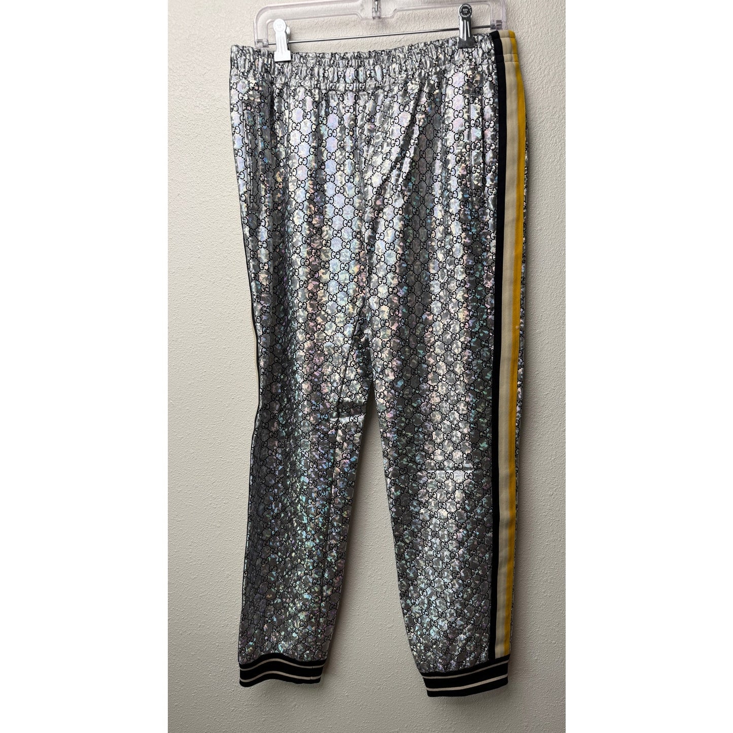 Gucci Silver GG Crystal Jogger Pants Men's M