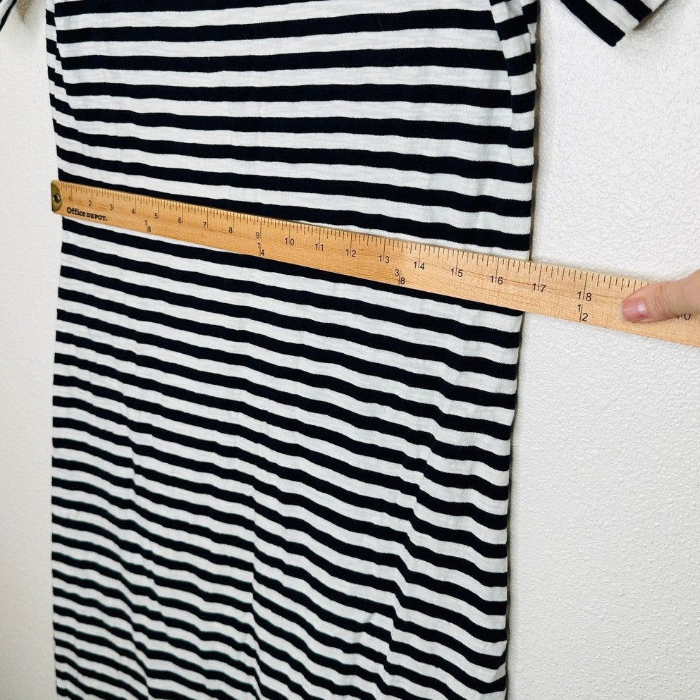 Boden Ivory & Black Stripe Short Sleeve Round Neck Shirt Dress 6 L