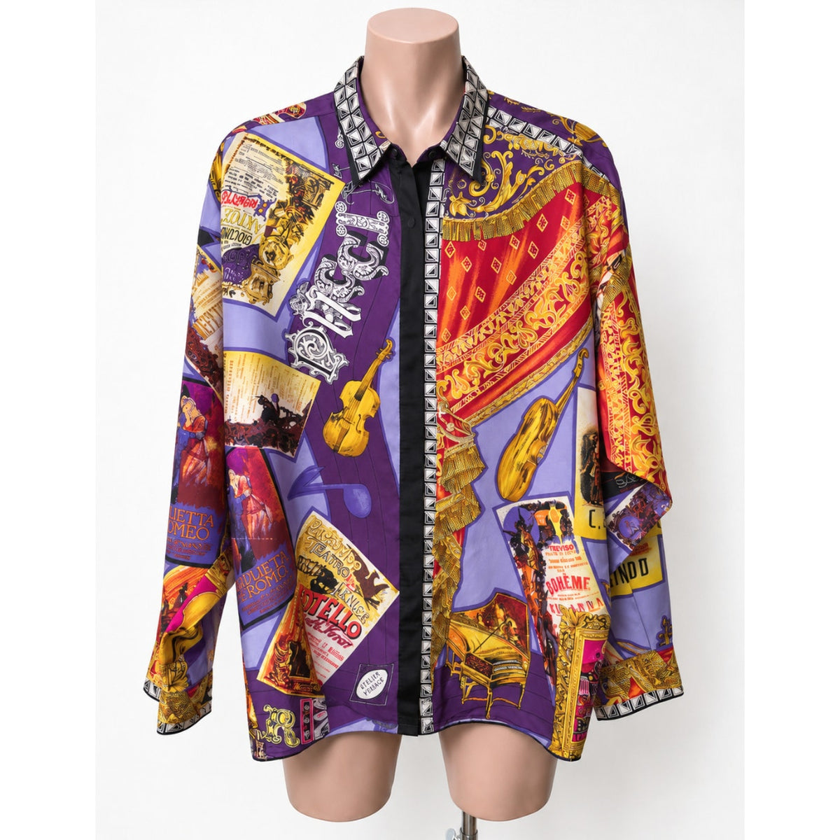 Gianni Versace Men's XL Purple Teatro Silk Shirt