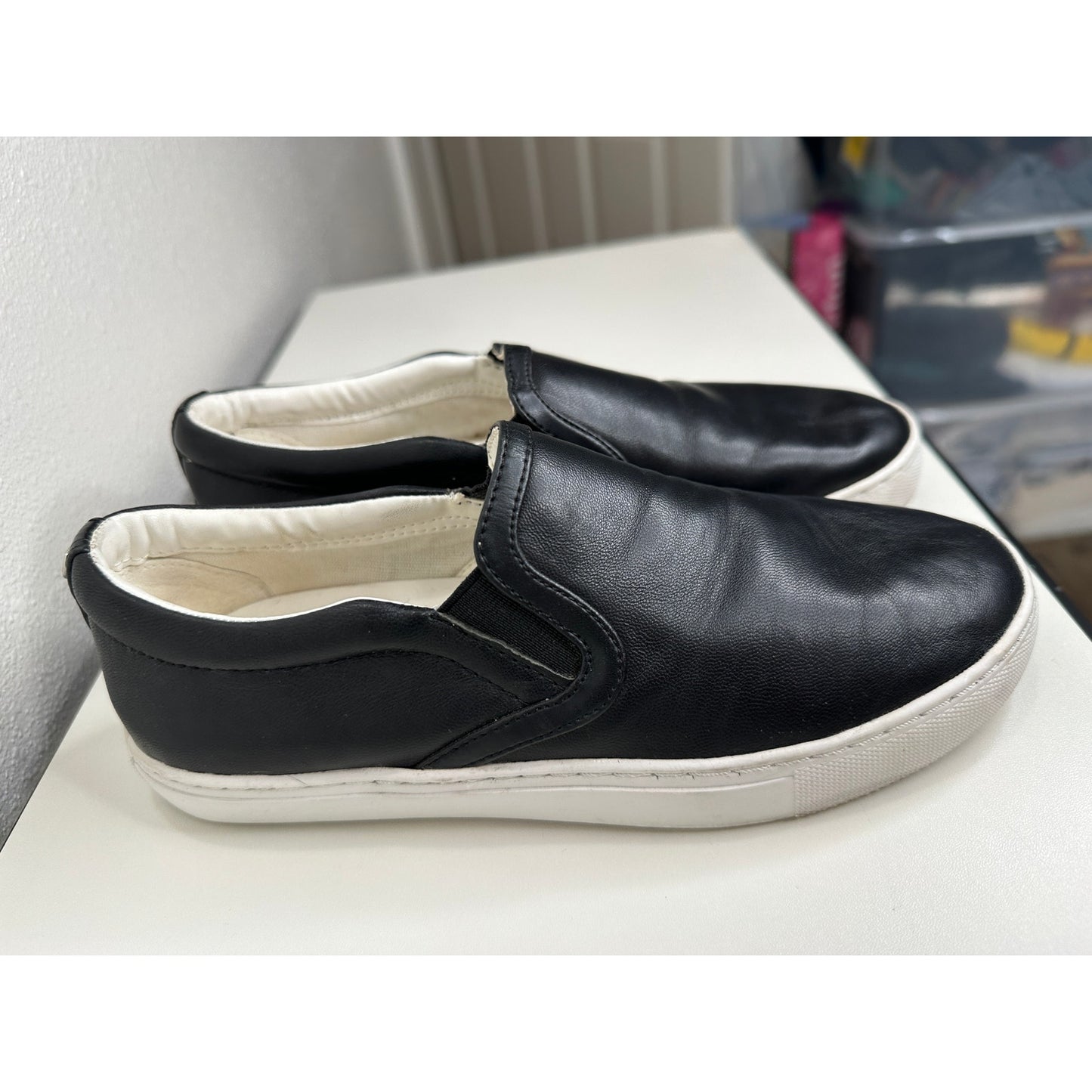 Sam Edelman Black Leather White Base Slip On Shoe 5
