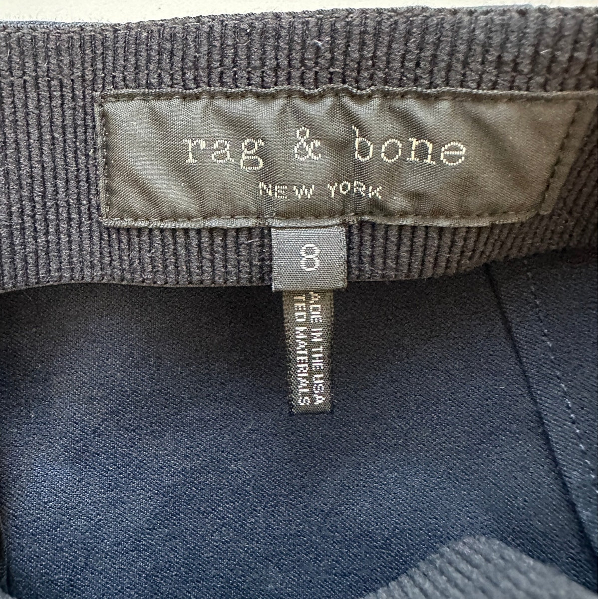 rag & bone Navy Blue Stretch Back Zip High Waist Trouser Pants 8