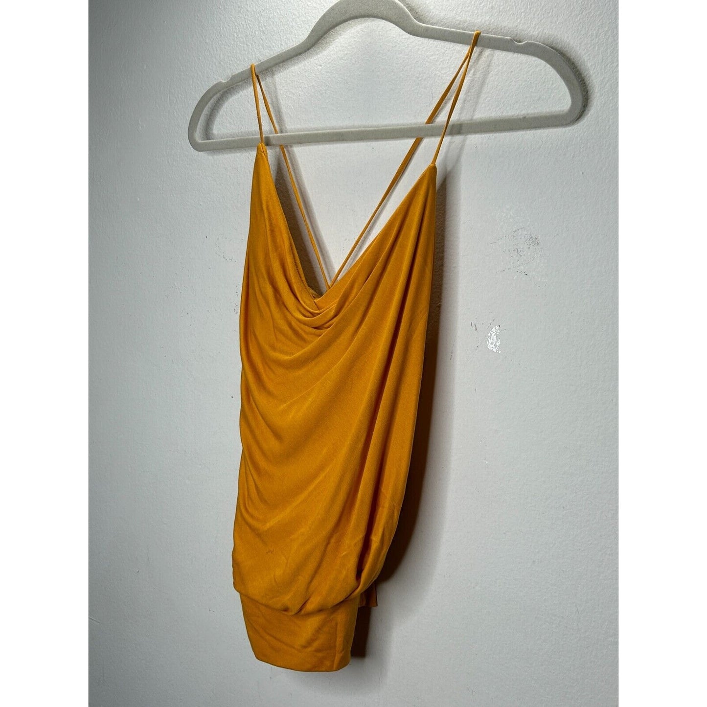 BCBGMAXAZRIA Orange Simone Flame Drape Open Criss Cross Tie Back Summer Top XS