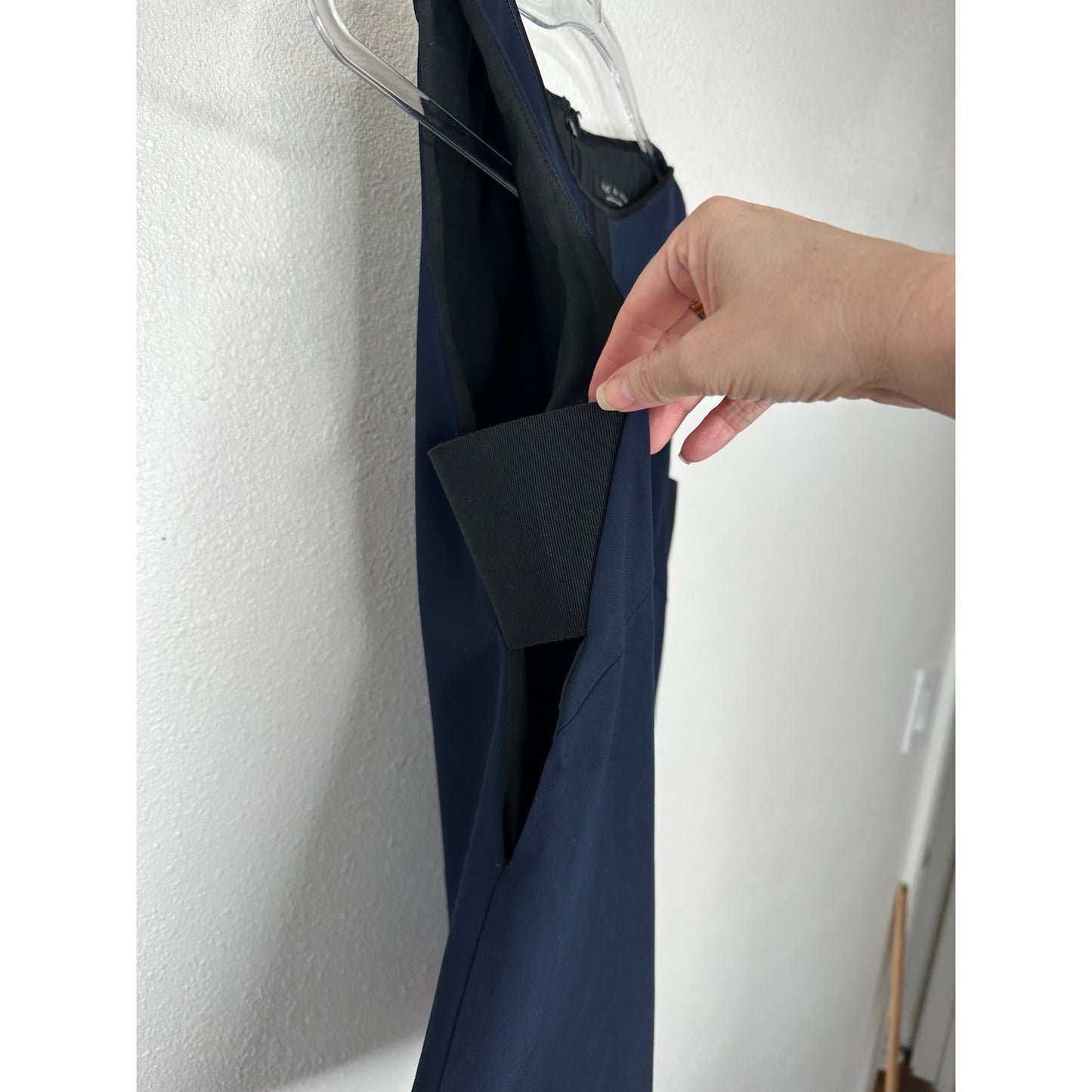 rag & bone Navy & Black High Neck Satin Back Zip Tank Blouse Sleeveless Top S