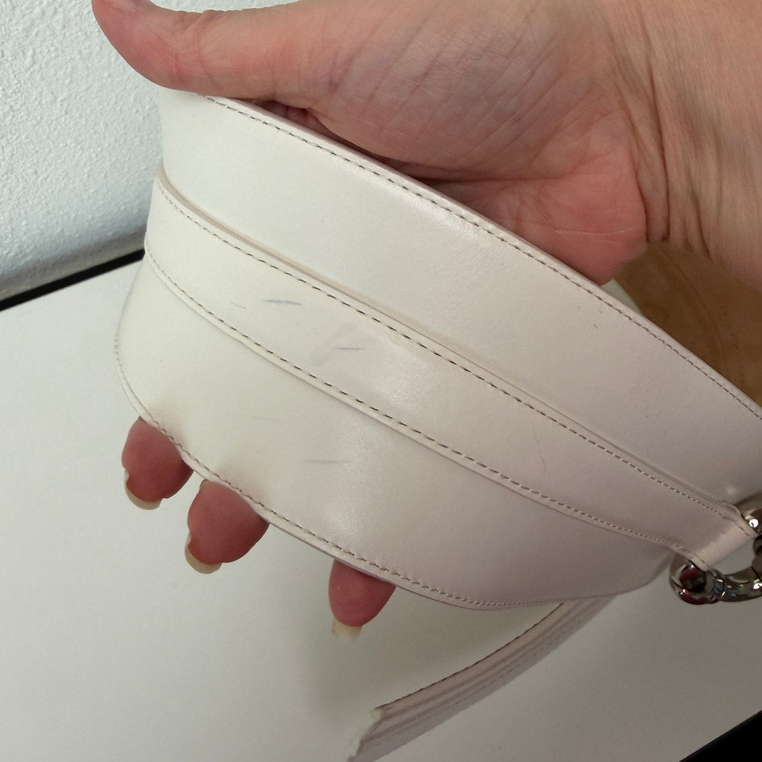 Alexander McQueen Ivory Calf Leather Wide Hook Waist Belt