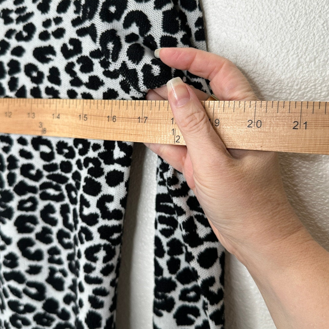 Express Black & Light Gray Leopard Print Boat neck Long Sleeve Thin Sweater M
