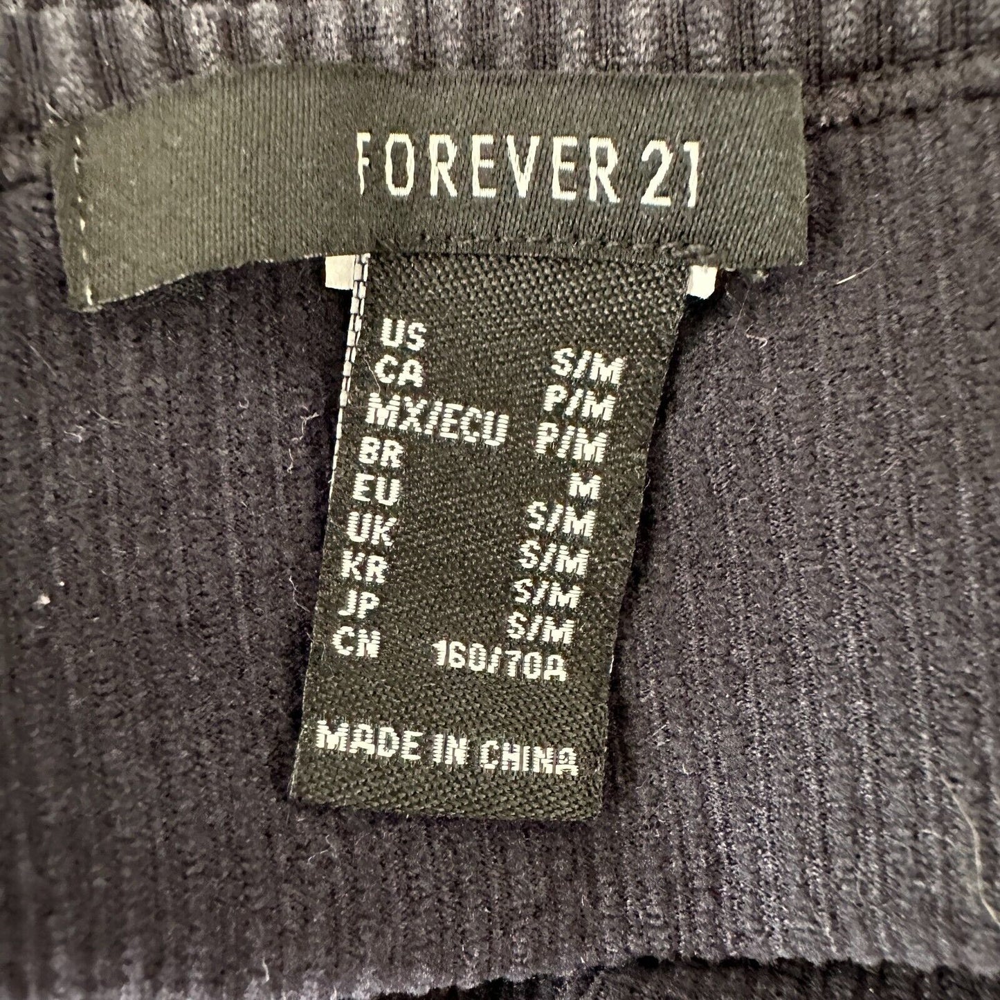 Forever 21 Faded Black Ribbed Square Neck Spaghetti Strap Crop Tank Top S / M