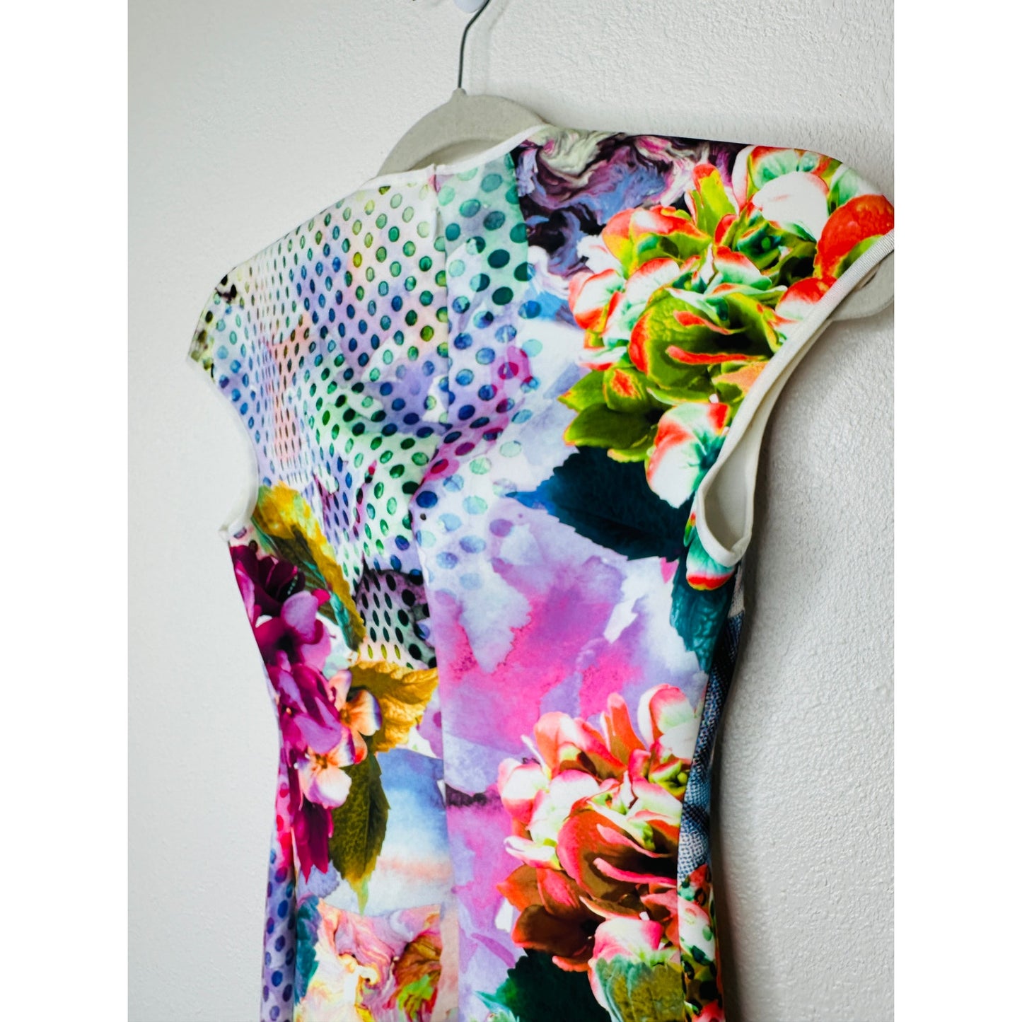 Clover Canyon Pool Flower Neoprene MultiColor Aqua Bodycon Dress XS