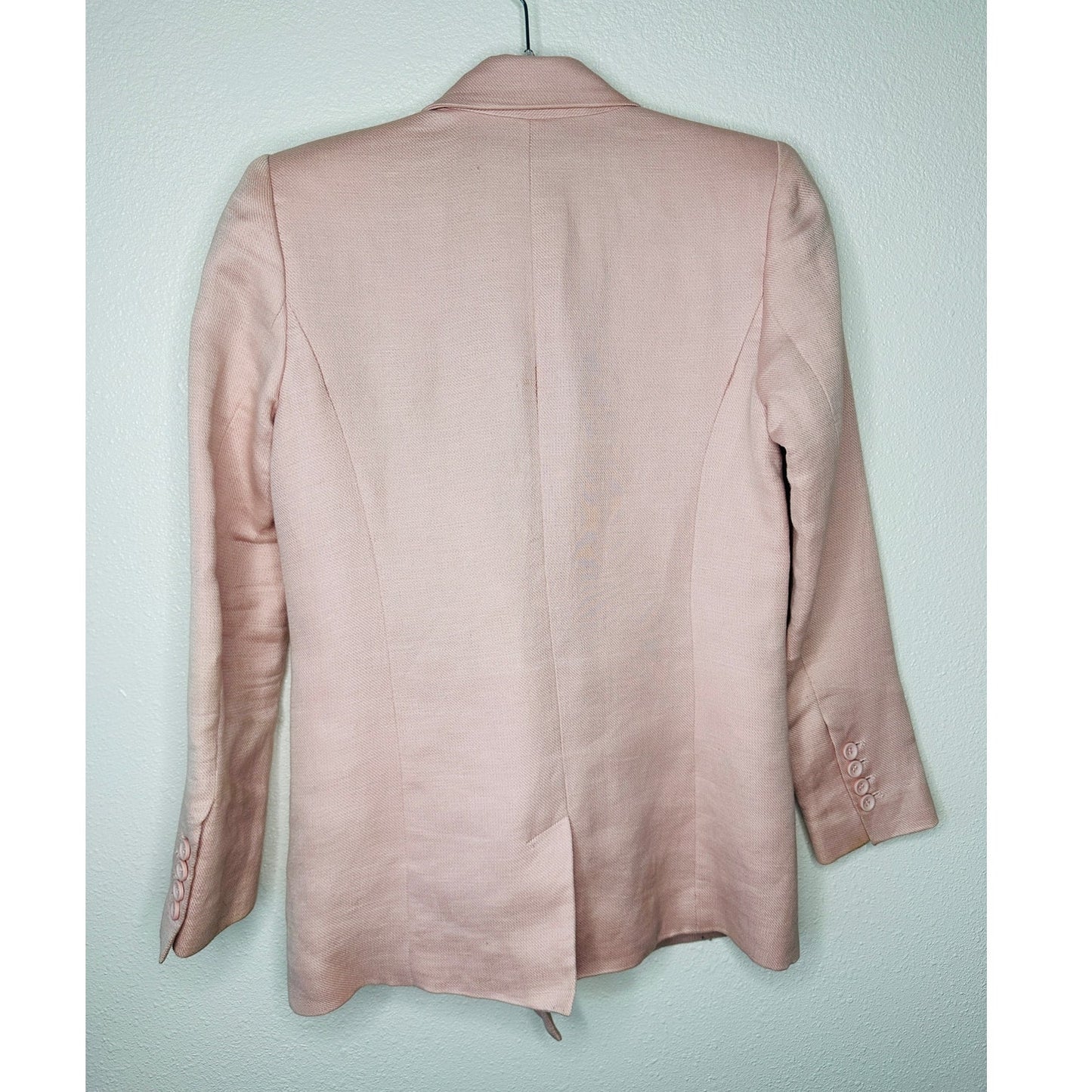 Rebecca Minkoff Pink Linen Blend Blazer Jacket Size 0 Double Button Chic