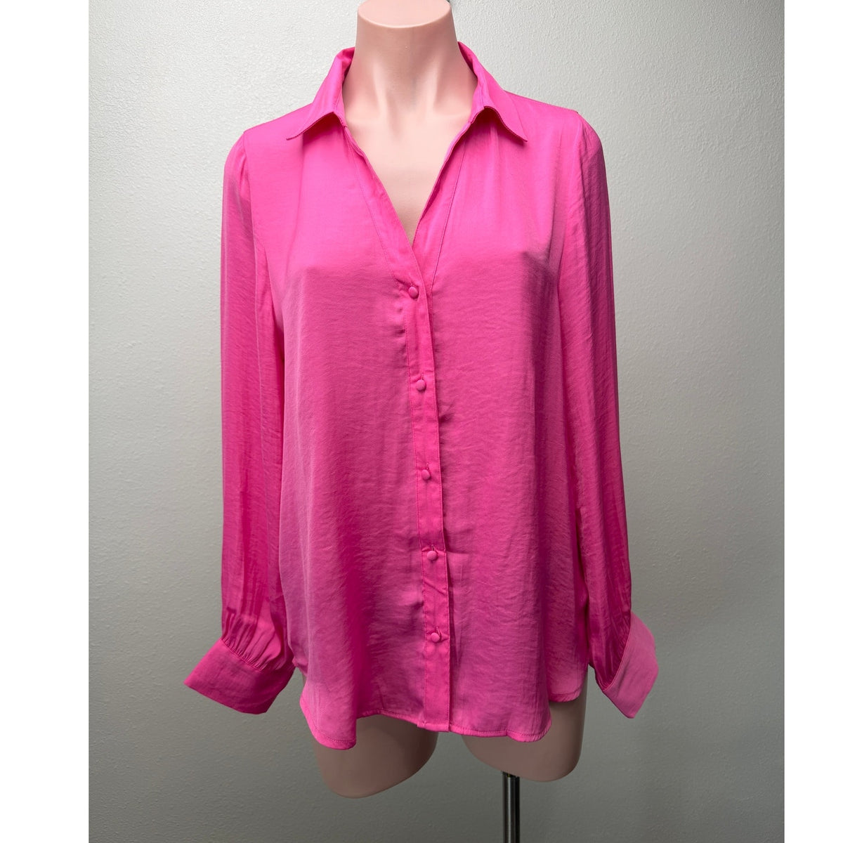 NWT Naked Zebra Fuchsia Satin Blouse Women M