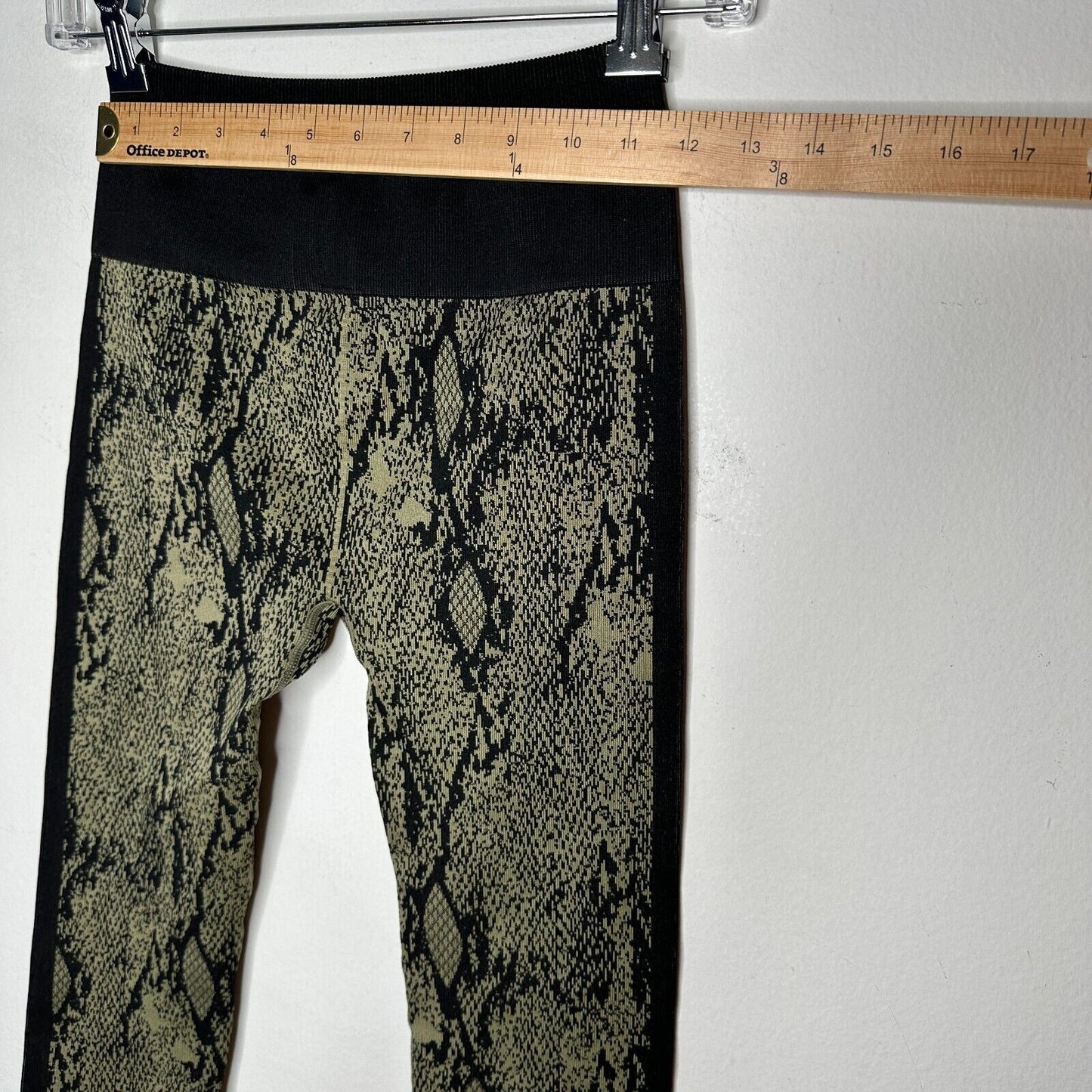 Fabletics Black & Gold Snake Print Ankle Leggings Wide Black Waistband S