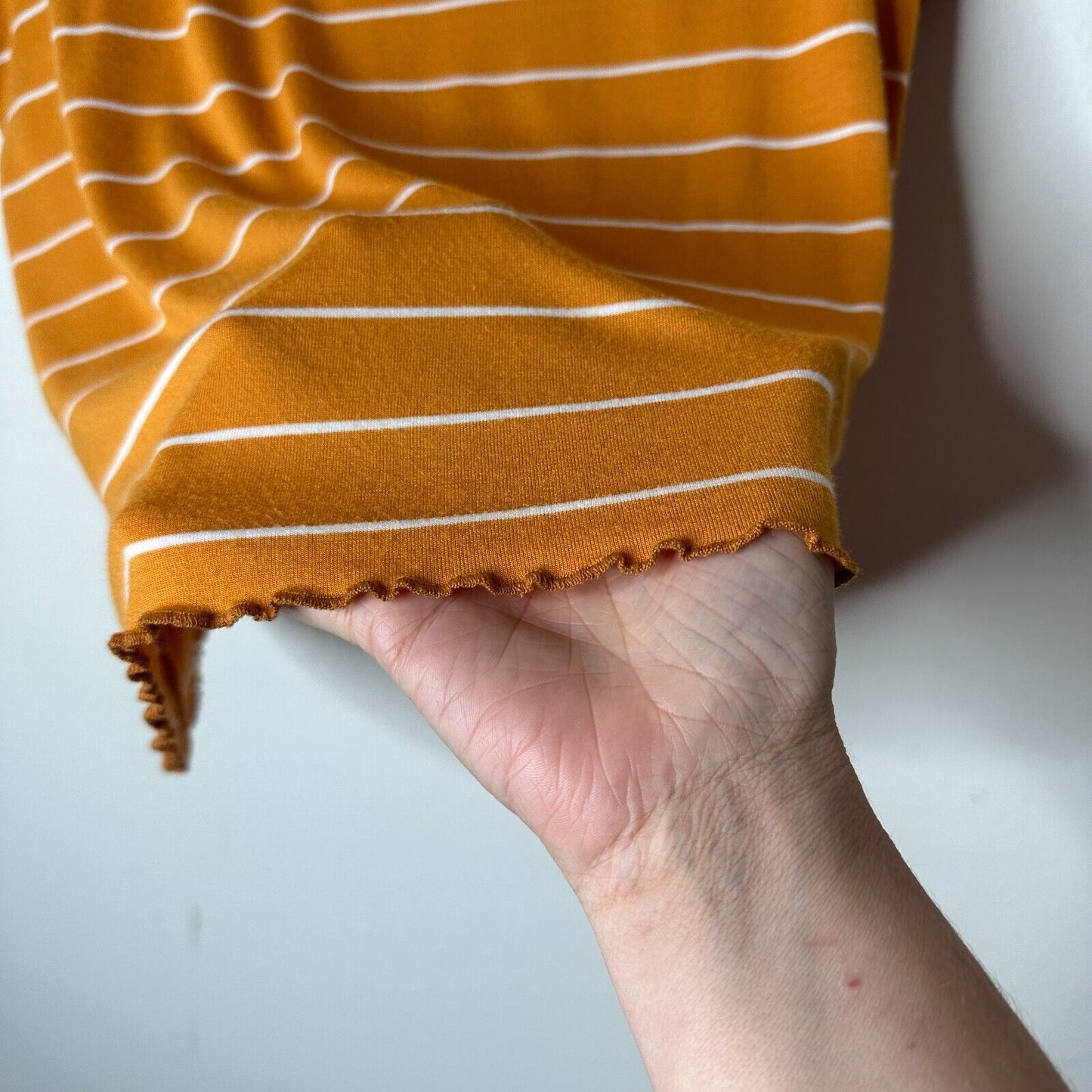 Casual Orange and White Stripe Short Sleeve Tee Lettuce Edge 0X