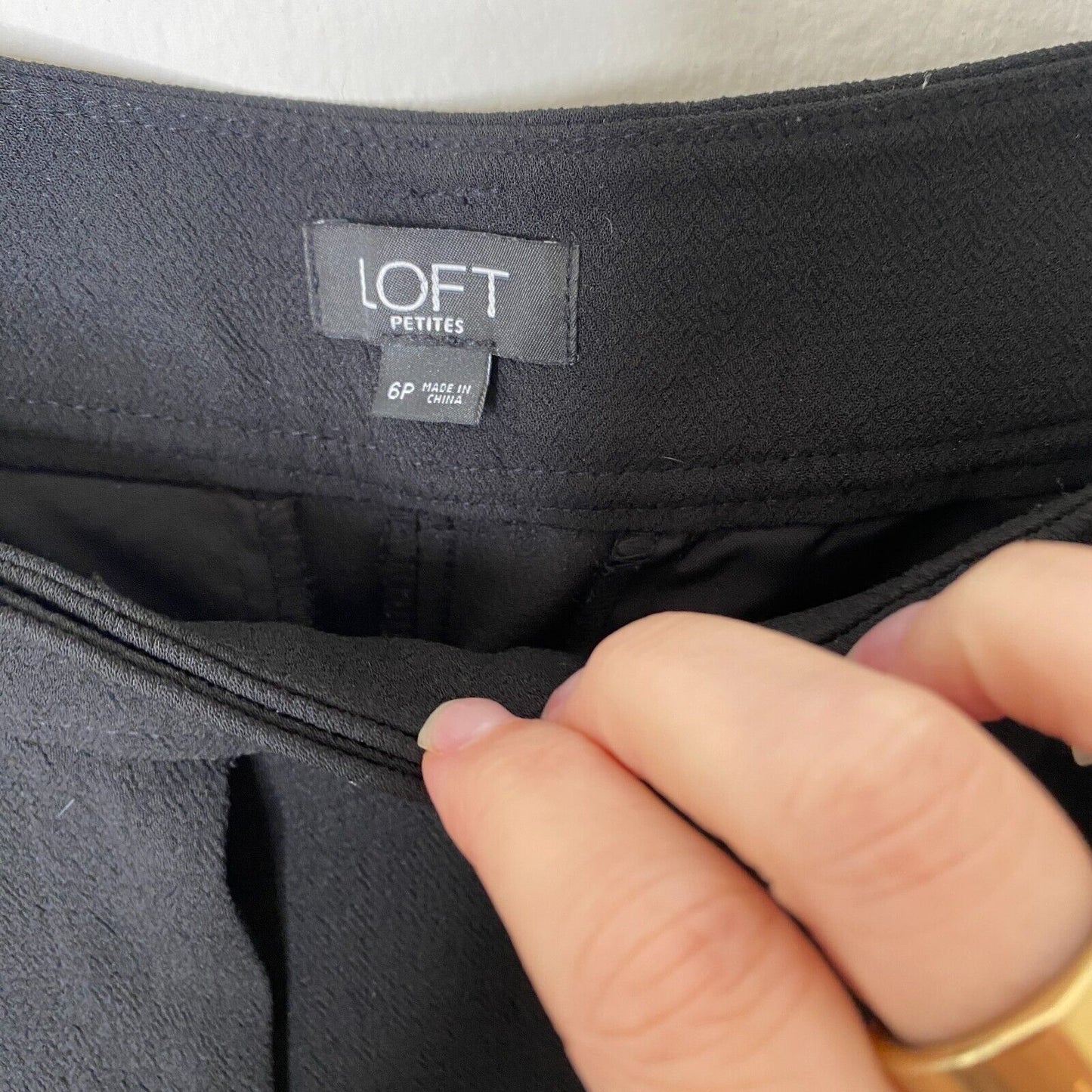 Loft Jet Black Capri Trouser Pants Hook Eye Closure Cute Tie Front 6 Petite