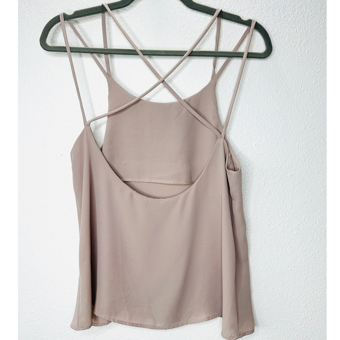 Lisakai Taupe Strappy Flowy Low Back Tank Top Blouse S