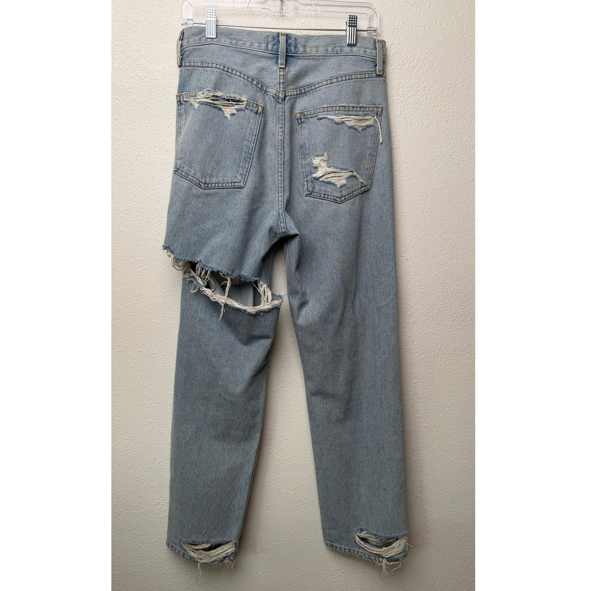 AGOLDE Light Blue Distressed Straight Jeans Women 26
