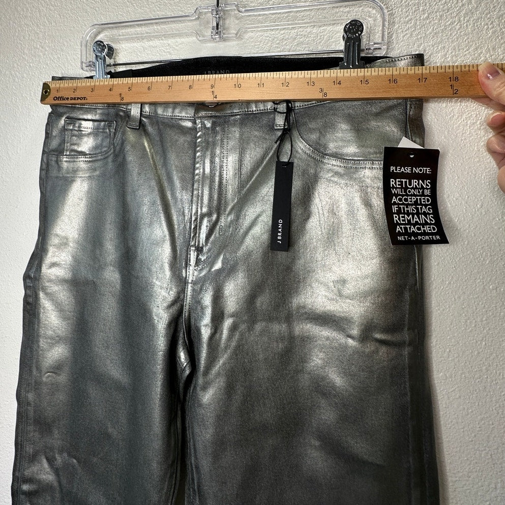 NWT J Brand Galactic Silver Ruby High Rise Crop Cigarette Jeans 32 / 14