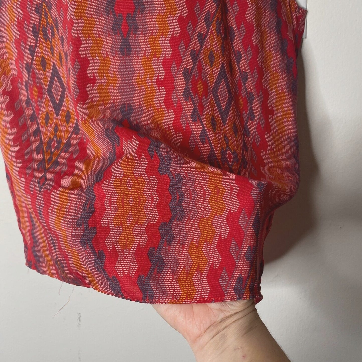 Allison Joy Alina Halter Firebrick Red Orange & Gray Aztec Sleeveless Top XS