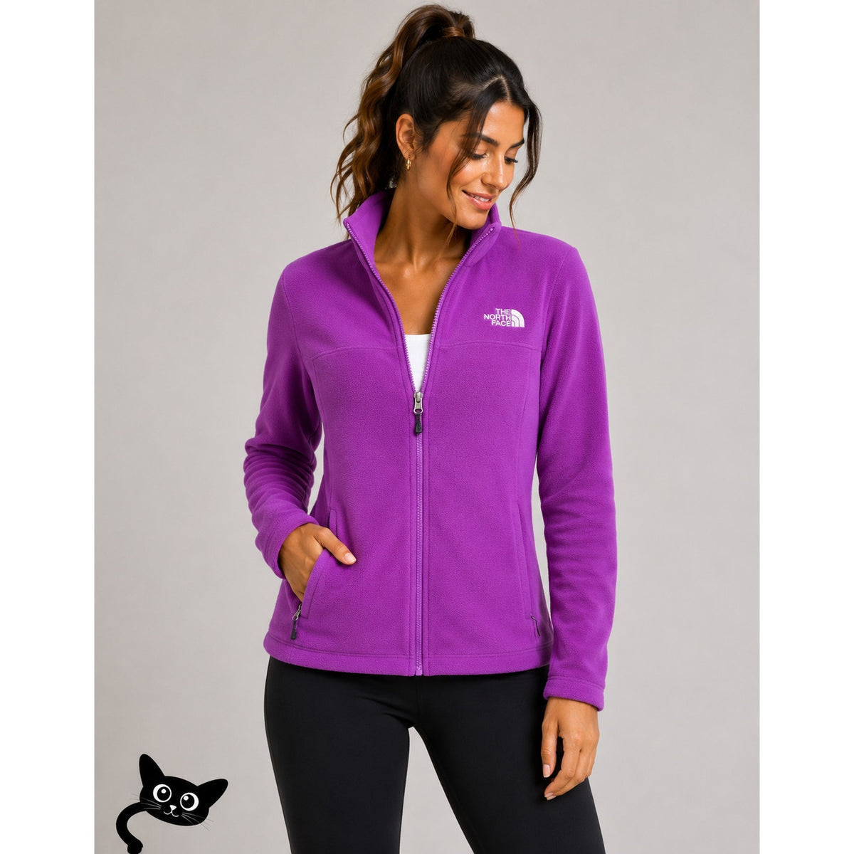The North Face Lilac Front Zip Mock Neck Fleece Jacket S