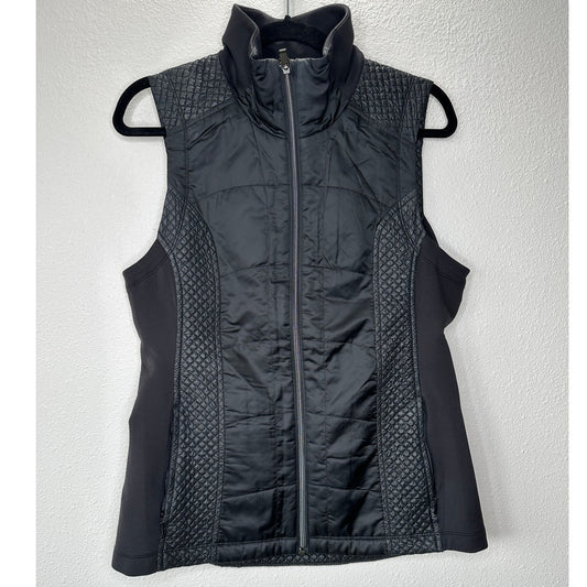 Athleta Black Mixed Media Sleeveless Front Zip Vest Medium