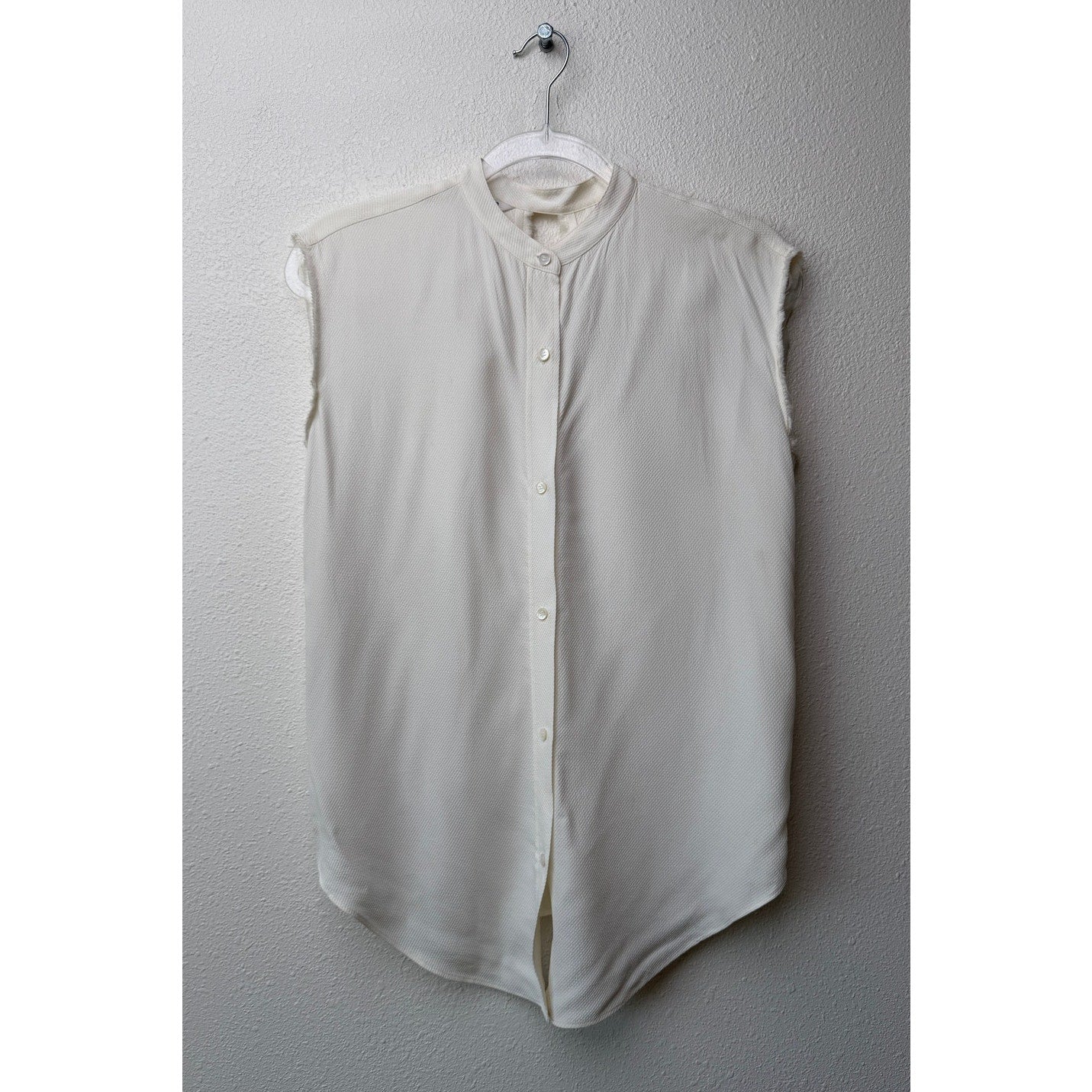 Helmut Lang Ivory Tie Back Sleeveless Blouse US S