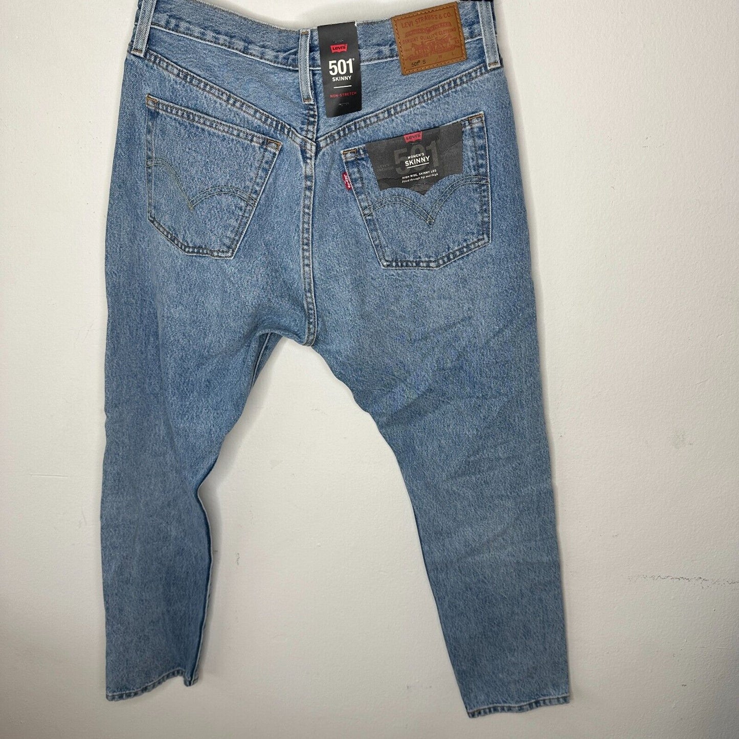 NWT Lee 501 Skinny High Rise Non Stretch Med Wash Distressed Button Fly Jean 29