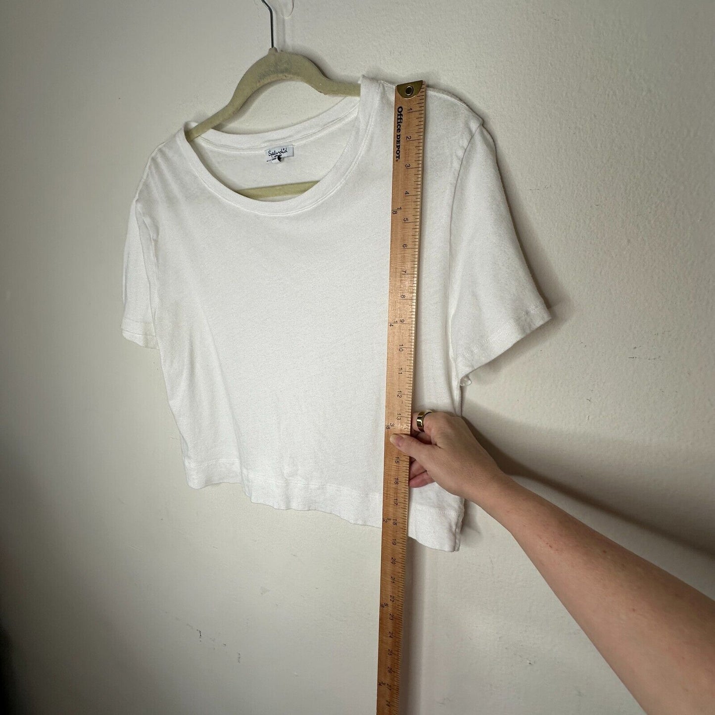 Splendid White 100% Cotton Short Sleeve Round Neck Boxy Wide Hem Crop Tee Medium